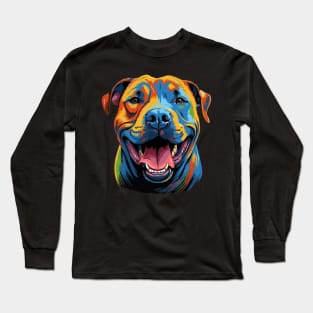 Retro Pop art Pitbull Dog Breed Art Long Sleeve T-Shirt